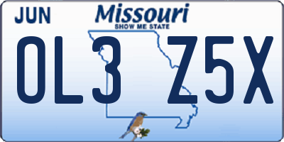 MO license plate OL3Z5X