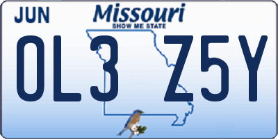 MO license plate OL3Z5Y