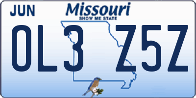 MO license plate OL3Z5Z