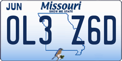 MO license plate OL3Z6D