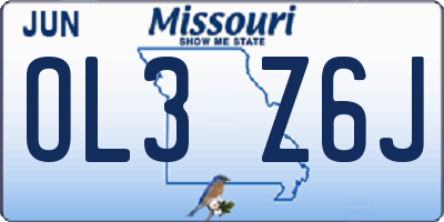 MO license plate OL3Z6J