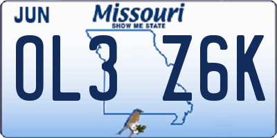 MO license plate OL3Z6K