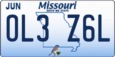 MO license plate OL3Z6L