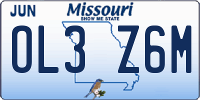 MO license plate OL3Z6M