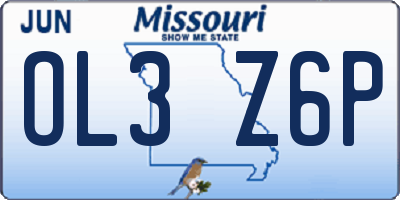 MO license plate OL3Z6P