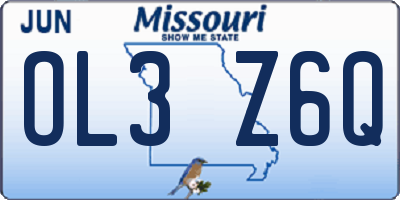MO license plate OL3Z6Q