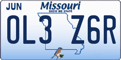 MO license plate OL3Z6R