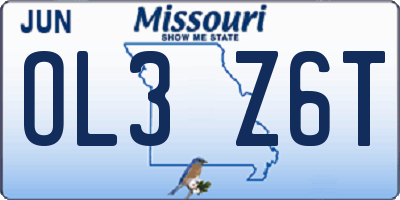 MO license plate OL3Z6T