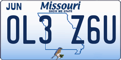 MO license plate OL3Z6U
