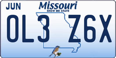 MO license plate OL3Z6X