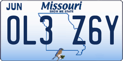 MO license plate OL3Z6Y