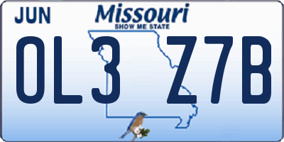 MO license plate OL3Z7B