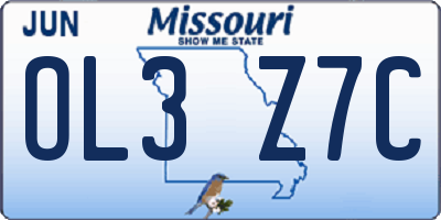 MO license plate OL3Z7C