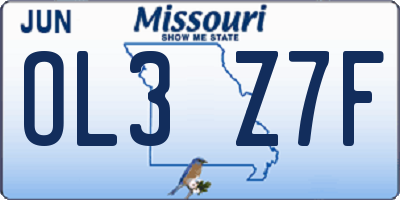MO license plate OL3Z7F