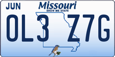 MO license plate OL3Z7G