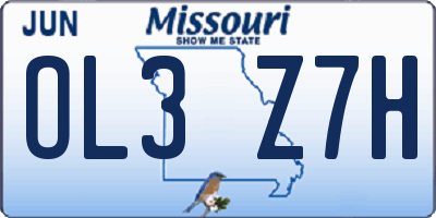 MO license plate OL3Z7H