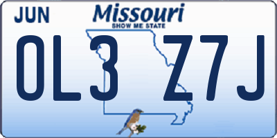 MO license plate OL3Z7J