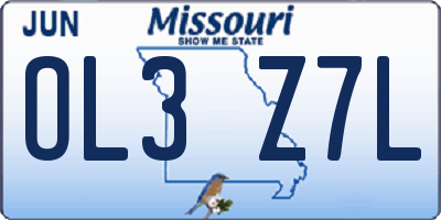 MO license plate OL3Z7L