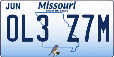 MO license plate OL3Z7M