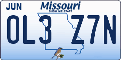 MO license plate OL3Z7N