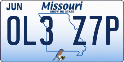 MO license plate OL3Z7P