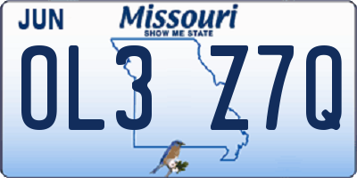 MO license plate OL3Z7Q