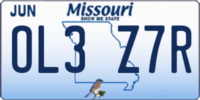 MO license plate OL3Z7R