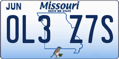 MO license plate OL3Z7S