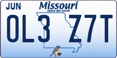 MO license plate OL3Z7T
