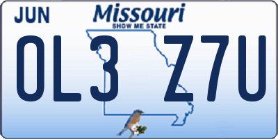 MO license plate OL3Z7U