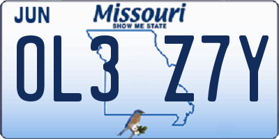 MO license plate OL3Z7Y
