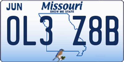 MO license plate OL3Z8B