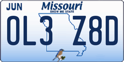 MO license plate OL3Z8D