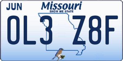 MO license plate OL3Z8F