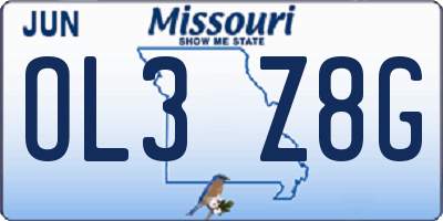 MO license plate OL3Z8G