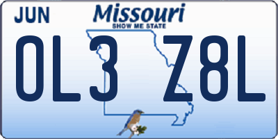 MO license plate OL3Z8L