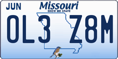 MO license plate OL3Z8M