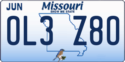 MO license plate OL3Z8O