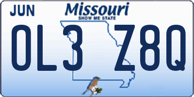 MO license plate OL3Z8Q