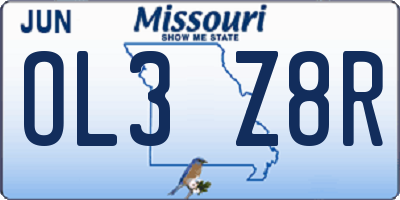 MO license plate OL3Z8R