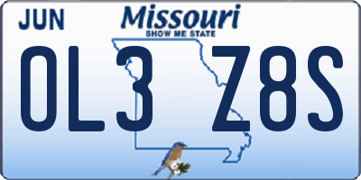 MO license plate OL3Z8S