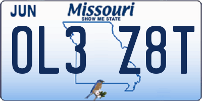 MO license plate OL3Z8T