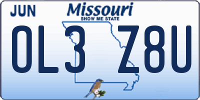 MO license plate OL3Z8U