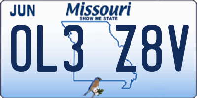 MO license plate OL3Z8V