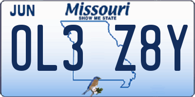 MO license plate OL3Z8Y