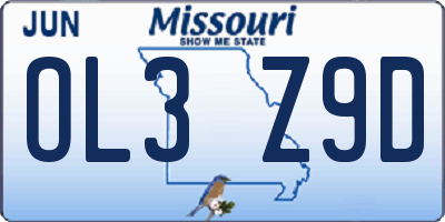 MO license plate OL3Z9D
