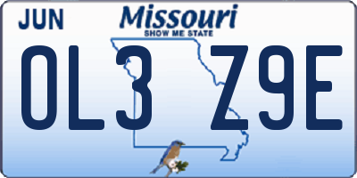 MO license plate OL3Z9E