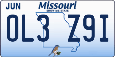 MO license plate OL3Z9I