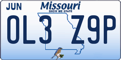 MO license plate OL3Z9P