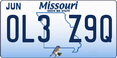 MO license plate OL3Z9Q